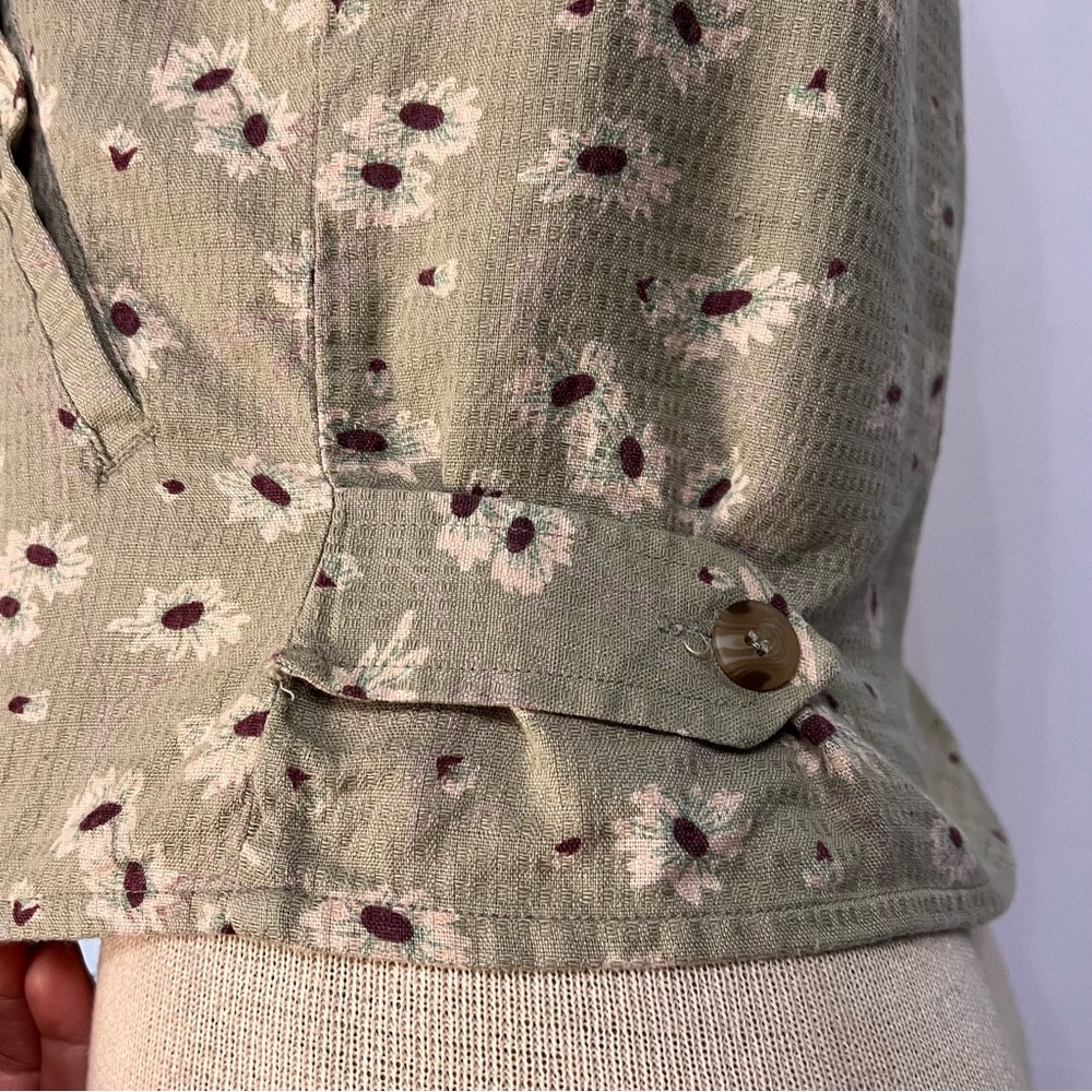 Vtg Exofficio Adventure Wear Womens Olive Green Floral Vest Sz 4. W / Pockets - Picture 5 of 10